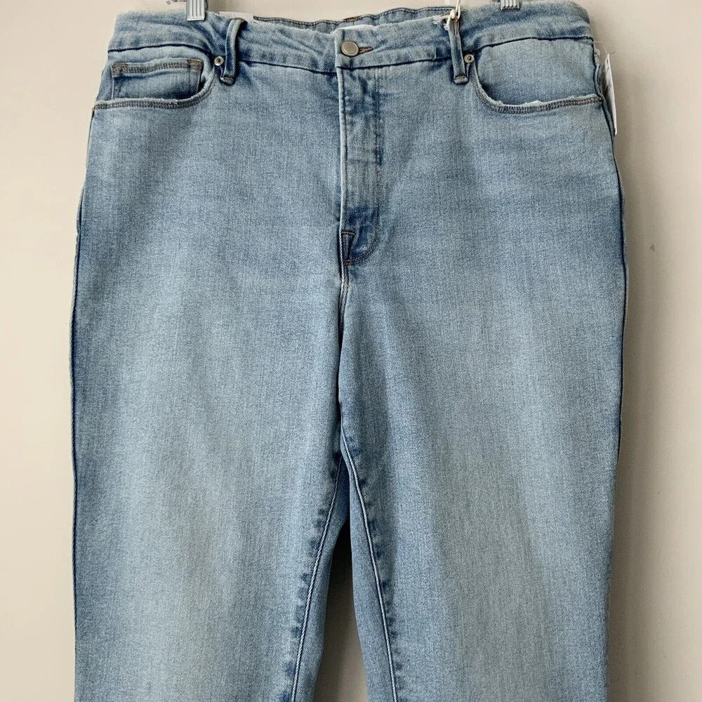 Good American Good Curve Skinny Crop Jeans Blue 15